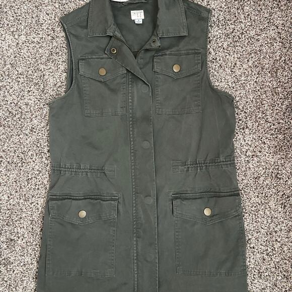 A New Day olive green utility vest zip up size small - Picture 2 of 6
